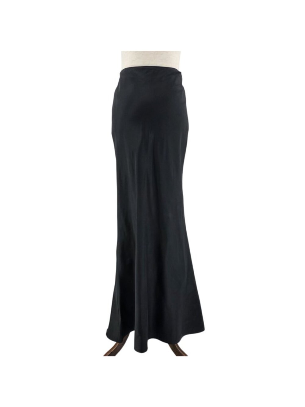 Vintage Cache Womens 4 Skirt Trumpet Skirt Black Satin Long Maxi High Waisted - Picture 2 of 13